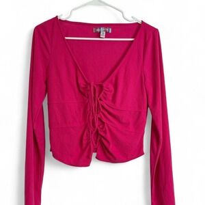 Urban Outfitters pink long sleeve crop top